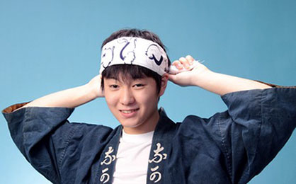 いろはねこ手拭い はちまきにした少年